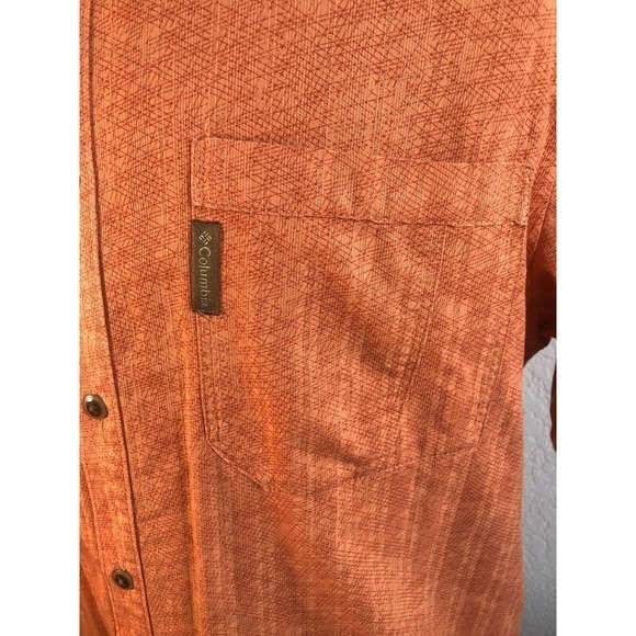 Columbia Large Short Sleeve Orange Button Up‎ Shirt - Picture 6 of 11